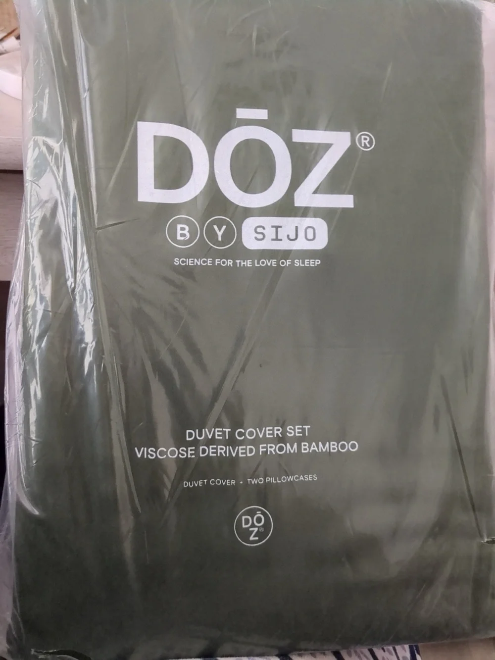 DOZ Duvet Cover Set, 100% Viscose derived from Bamboo, full/queen, forest green